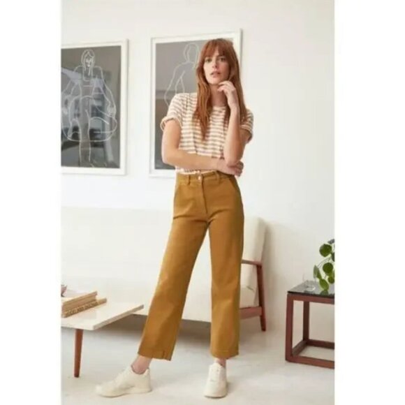 EVERLANE Cropped Straight Short Pant Golden Brown Size 2 - Picture 9 of 10